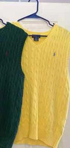 POLO RALPH LAUREN Men's TennisV-Neck Cable Knit Sweater Vest Large Youth $150 - Picture 1 of 2