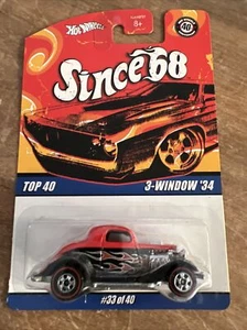Hot Wheels Since '68 Top 40 #33 of 40 - 3-Window '34 Red Black Flames NEW SEALED - Picture 1 of 5