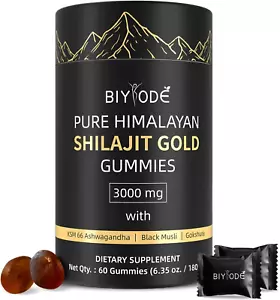 3000Mg Pure Himalayan Shilajit Gummies Gold for Men & Women Organic Natural 85 p - Picture 1 of 8