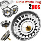 2 Sink Plug Kitchen Strainer Basin Drain Replacement Waste Filter Bath Premium