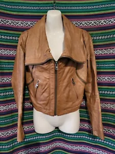 Country Road Brown 100% Leather Jacket Sz Xs - Picture 1 of 16