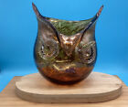 Large Amber Glass Owl Vase Ornament Candleholder