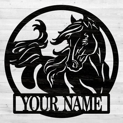 Letrero personalizado con nombre familiar o infantil de caballo, letrero con placa de madera, artesanías de madera Foto 1 de 3