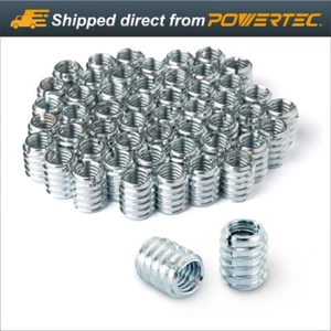 Insertos roscados POWERTEC 3/8"-16 chapados en zinc 18 mm de longitud para muebles de madera - Imagen 1 de 6