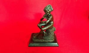 Jean Baptiste Carpeaux France Echt Bronze Figur Deko Junge mit Echse - Bild 1 von 6