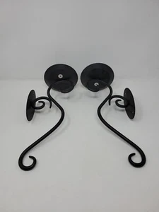 Par de apliques de pared de candelabro oscuro de metal negro a juego - Imagen 1 de 4