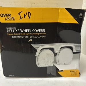 4 PK Over Drive RV Deluxe Wheel Cover Model 5 Snow White 33-36 in Wheel Diameter - Foto 1 di 2