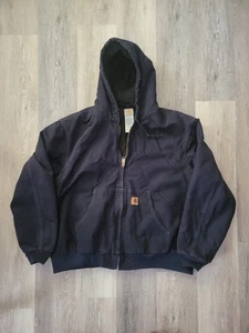 Carhartt Canvas Jacke Herren 2XL blau Kapuze Mantel Duck Full Zip J130 MDT Vintage Y2K - Bild 1 von 4
