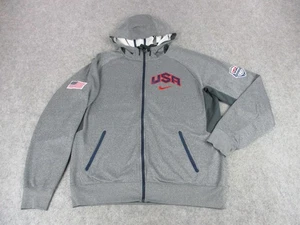 USA Basketball Hoodie Mens Large NBA Therma Fit Full Zip Nike Flag Jacket - Picture 1 of 12