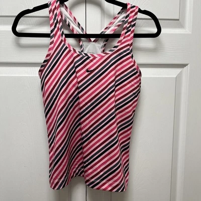 Camiseta sin mangas Nike talla pequeña rosa, rojo, verde bastón de caramelo rayas en muy buen estado Foto 1 de 4