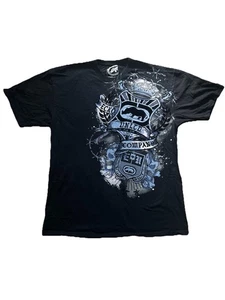 Ecko Unltd Rhino Y2K T Shirt Double Sided Size XL Black Grunge Skater AOP - Picture 1 of 5