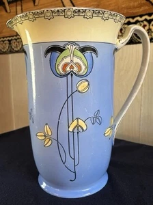 Antique Mintons XL Blue Art Nouveau Pitcher 11.5" H - Picture 1 of 24