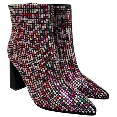 Wild Pair Women Ingridd Embellished Ankle Booties Size US 6M Allover Rhinestone - Image 1 of 4