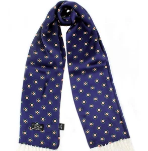 Tootal Mod 60's Retro Target Fringed 100% Silk Scarf Blue - Picture 1 of 1