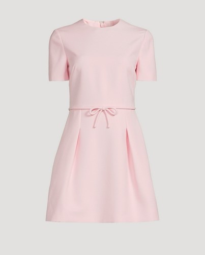 Abito Valentino Garavani rosa fiocco lana seta