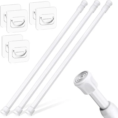vivinin 3 Pack Tension Rods 18-28 Inch with 6 Pole Sockets, white  - Image 1 of 4