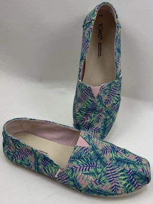 Zapatos Toms para mujer hojas de palmera estampado de frondas sin cordones de lona blanca informales L@@K Foto 1 de 4