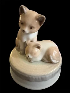 OTAGIRI Ceramic Kittens Musical Figurine, Plays "Memory" - SEE VIDEO! - Picture 1 of 2