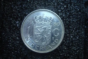 Netherlands 1980 - 1 Gulden Pre-Euro Nickel Coin - Queen Juliana KM# 184a - Picture 1 of 3