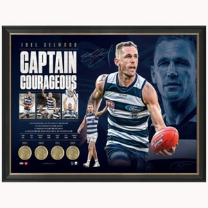 Joel Selwood Signed Deluxe Geelong Cats Official AFL Retirement Print Framed - Bild 1 von 1