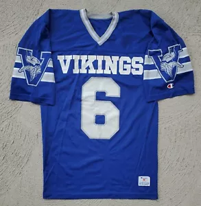 Vintage Champion Vikings #6 Blue Nylon Football Jersey Shirt Size Medium USA - Picture 1 of 10