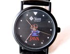 Sun Mikrosystems JAVA bei SWEDA Werbung Armbanduhr Lederband schwarz Werbeuhr