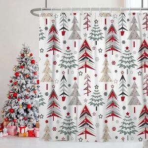 Christmas Decor Shower Curtain for Bathroom 72x72inches Christmas Trees Showe... - Picture 1 of 7