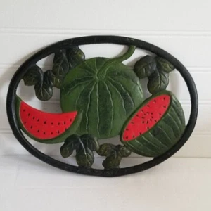 Vintage Watermelon Trivet Metal Oval Wall Hanging - Picture 1 of 6