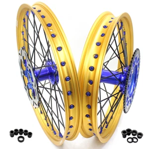 KKE 21/19 MX Cast Wheels Rim Fit Yamaha YZ125 1999-2016 YZ250 YZ250F YZ450F Blue - Picture 1 of 12