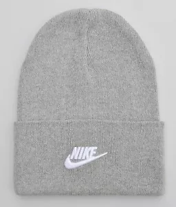 NIKE - STRICKMÜTZE MÜTZE BEANIE - BAUMWOLLE MISCHUNG - ONE SIZE - GRAU - NEU - Bild 1 von 1