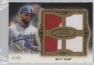 2011 Topps Marquee Gametime Mementos Quad Relics Gold /25 Matt Kemp #GMQR-53