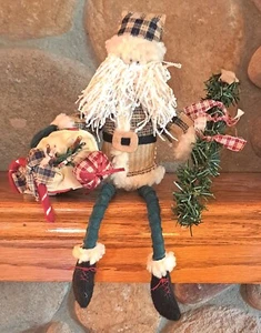 Vintage Volkskunst Weihnachtsmann Kaminsims Regal sitzend Figur - Bild 1 von 9