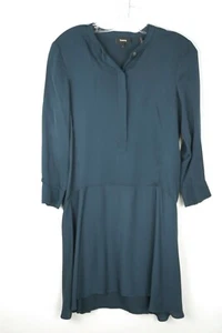 Theory 100% Silk Carstan dark Blue A Line Casual Dress Knee length Sz 2 - Picture 1 of 6