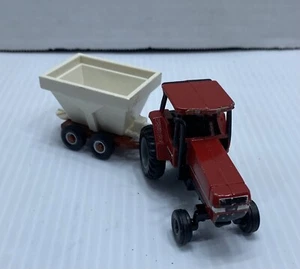 Vintage Red & White Ertl Tractor And Grain Wagon Harvest Metal Diecast USA - Picture 1 of 9