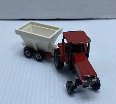 Tractor Ertl vintage rojo y blanco y vagón de grano cosecha metal fundido a presión EE. UU. Foto 1 de 4