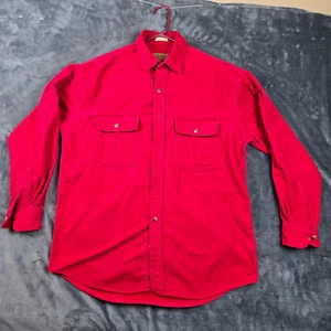 St John's Bay Heavyweight Chamois Cloth Red Large Tall (LT 16-16 1/2) Long Sle - Picture 1 of 12