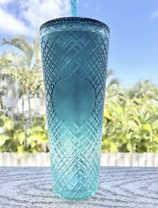 Starbucks 2023 Spring Teal Jeweled Green Blue Ombre Cold Cup Tumbler 24oz NEW