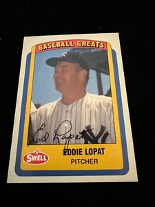 Eddie Lopat Signed 1990 Swell Baseball Greats #24 New York Yankees DEC. 1992