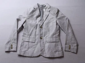 Janie & Jack Boy's 2-Button Front Breezy Linen Blazer CL8 Cloud Gray Size US:12 - Picture 1 of 4