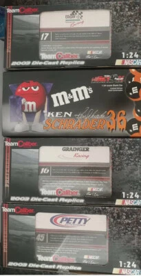 lot of 4 team caliber 1:24 scale racing cars #16, #17, #36 Ken Schrader M&M, #45 - Image 1 of 4