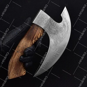 Pizza Axe Cutter Viking Handmade Steel Custom Carbon Hatchet Tomahawk Hand M-143 - Picture 1 of 5