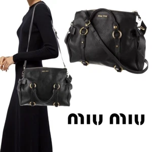 Authentic Miu Miu Black Large Top Handle Satchel Bag with shoulder Strap - Picture 1 of 9