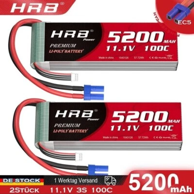 2Stück 11,1V 5200mAh 3S Lipo Akku Batterie EC5 für RC Hubschrauber Auto-Akku UAV - Bild 1 von 4