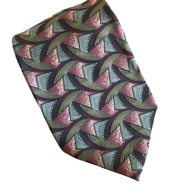 Corbata Karl Lagerfeld 100 % seda verde estampado geométrico verde negro marrón Foto 1 de 4