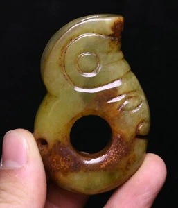 6CM China Hongshan Kultur alt Jade geschnitzt Yu Schwein Drache Gou Haken Amulett Anhänger - Bild 1 von 8