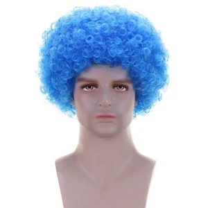 Fluffy Afro Synthetic Clown Wig for Men Women Cosplay Anime Christmas Party Blue - Picture 1 of 3