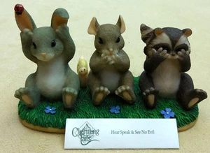 CHARMING TAILS, FITZ AND FLOYD, "HEAR, SPEAK AND SEE NO EVIL" #89/717 - Picture 1 of 8