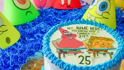 Bob Esponja 25 Pastel de Cumpleaños - Personalizado Más Divertido que 24 Topper de Pastel - Pastel Bob Esponja Foto 1 de 4