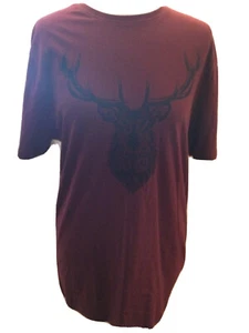 M&S Burgundy Pure Cotton T-SHIRT LOUNGEWEAR U.K Small 35-37” Chest T5698 - Picture 1 of 5