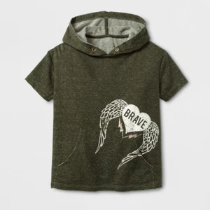 Art Class Girls' Olive Green BRAVE Heart Short-Sleeve Pullover Sweatshirt - XS S - Picture 1 of 1